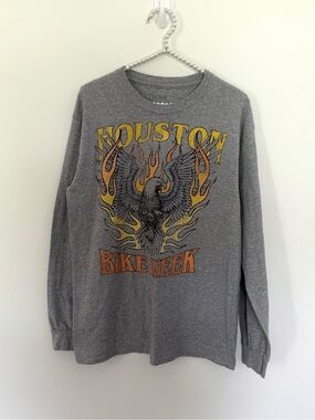 Houston Bike Week Gray Long-Sleeve Graphic Shirt